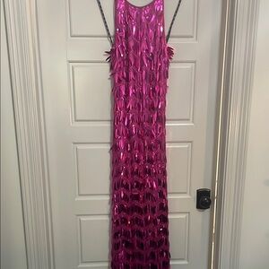 Pink Sequin Sleeveless Dress